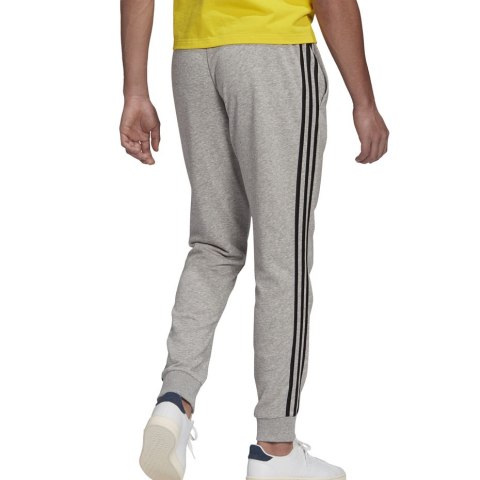 Spodnie męskie adidas Essentials Tapered Cuff 3 Stripes szare GK8889