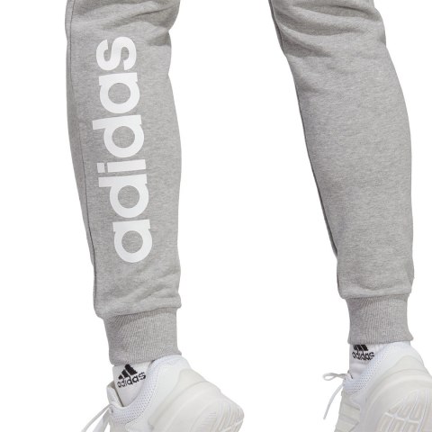 Spodnie damskie adidas Essentials Linear French Terry Cuffed szare IC8816