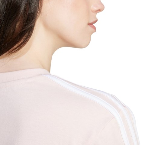 Koszulka damska adidas Essentials 3-Stripes Single Jersey Crop Top różowa IY4227