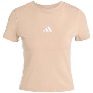 Koszulka damska adidas Essentials 3-Stripes Slim Baby beżowa JX7588