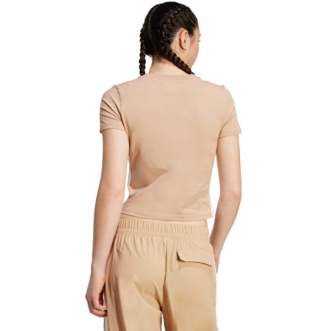 Koszulka damska adidas Essentials 3-Stripes Slim Baby beżowa JX7588