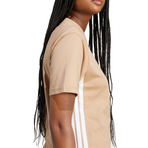 Koszulka damska adidas Essentials 3-Stripes Cotton beżowa JX7616