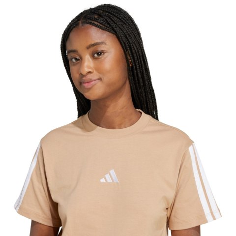 Koszulka damska adidas Essentials 3-Stripes Cotton beżowa JV7359