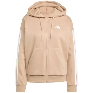 Bluza damska adidas Essentials 3-Stripes Full-Zip Fleece Hoodie beżowa JX7706