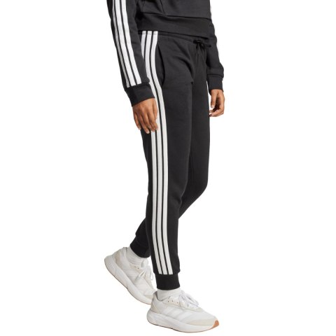 Spodnie damskie adidas Essentials 3-Stripes Fleece Slim czarno-białe JX2543