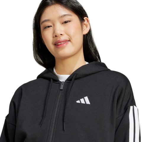 Bluza damska adidas Essentials 3 Stripes Full Zipp Hoodie czarna JE1283