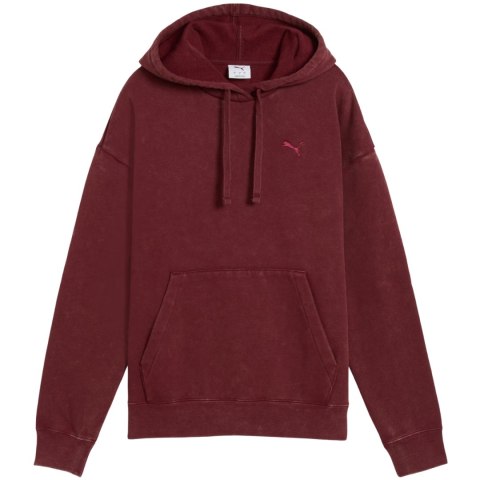 Bluza damska Puma ESS Elevated Relaxed Wash Hoodie bordowa 688103 96
