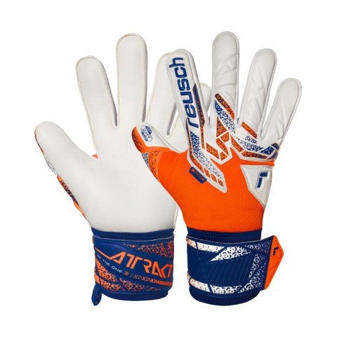 Rękawice bramkarskie Reusch Attrakt Silver biało-pomarańczowo-niebieskie 5570214 2500