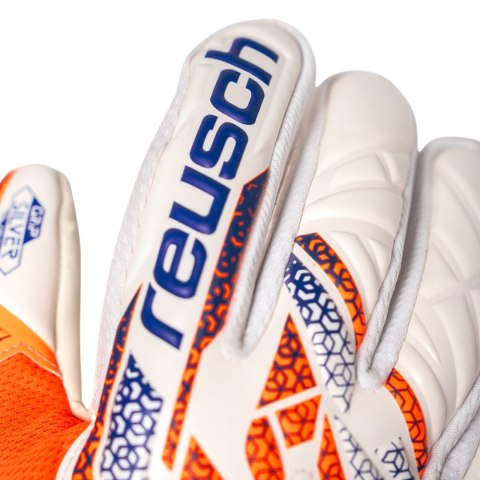 Rękawice bramkarskie Reusch Attrakt Silver biało-pomarańczowo-niebieskie 5570214 2500