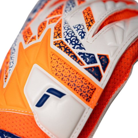 Rękawice bramkarskie Reusch Attrakt Solid Junior biało-pomarańczowo-niebieskie 5572516 2500