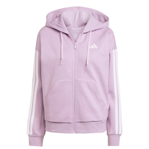 Bluza damska adidas Essentials 3-Stripes Full-Zip Fleece Hoodie fioletowa JY3080