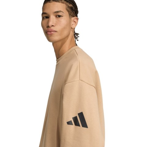 Bluza męska adidas Essentials Loose Fit 3 Bar Logo beżowa JX5668