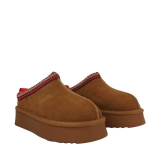 Buty damskie skórzane Solo Soprani Couture Sabot fur Hugh Platform jasny brąz SSW421P22 51