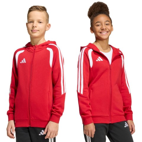 Bluza dla dzieci adidas Tiro 26 League Sweat Full Zip Hoodie czerwona KF9101