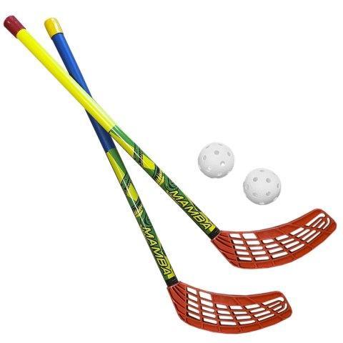 Zestaw do unihokeja Azetx Mamba Junior 2 kije HDPE proste bez owijki 62 cm +2 piłki Optimus