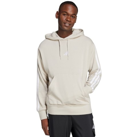 Bluza męska adidas Essentials 3-Stripes French Terry Hoodie beżowa JE6367