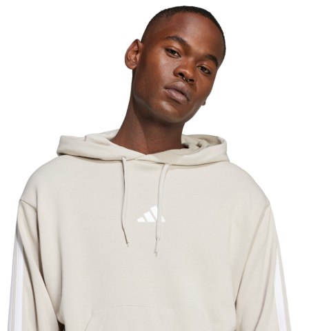 Bluza męska adidas Essentials 3-Stripes French Terry Hoodie beżowa JE6367