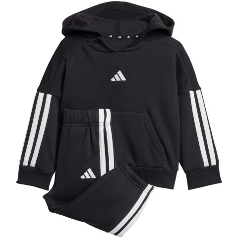 Dres dla dzieci adidas Essentials Joggers 3 Stripes Fleece Hoodie czarny JD6484