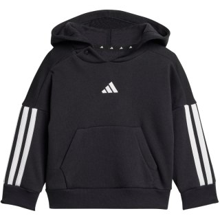 Dres dla dzieci adidas Essentials Joggers 3 Stripes Fleece Hoodie czarny JD6484