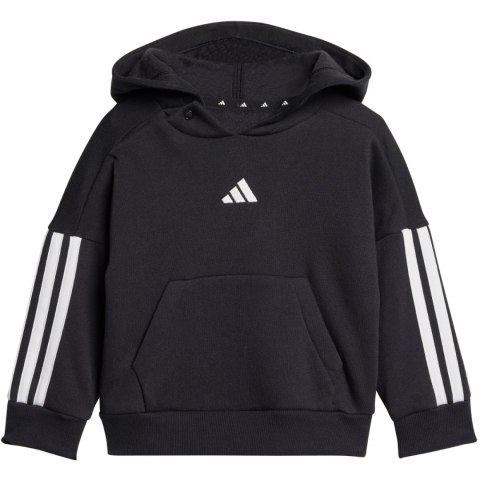 Dres dla dzieci adidas Essentials Joggers 3 Stripes Fleece Hoodie czarny JD6484