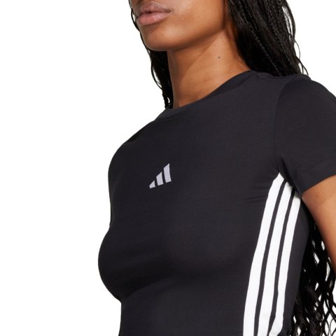 Koszulka damska adidas Essentials 3-Stripes Slim Baby czarno-biała JC8325