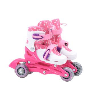 Zestaw łyżworolki Combo Monster,kask,kpl ochraniaczy,plecak Smj 26-29 różowy