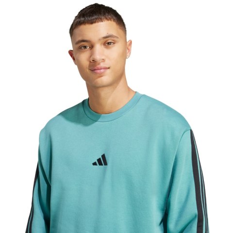 Bluza męska adidas Essentials 3-Stripes Fleece turkusowa JX0701