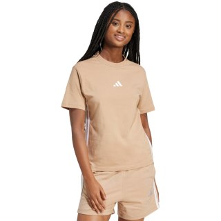 Koszulka damska adidas Essentials 3-Stripes Cotton beżowa JX7616