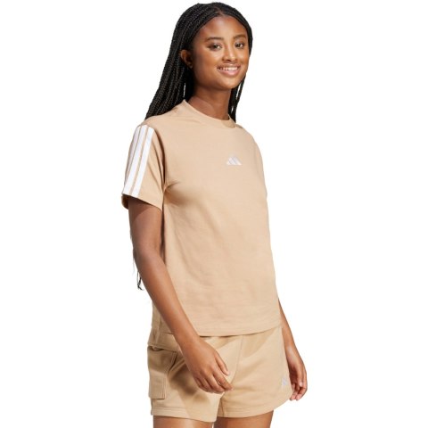Koszulka damska adidas Essentials 3-Stripes Cotton beżowa JV7359
