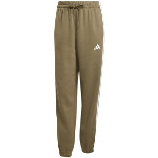 Spodnie damskie adidas Essentials 3-Stripes Fleece Loose-Fit oliwkowe JX7698