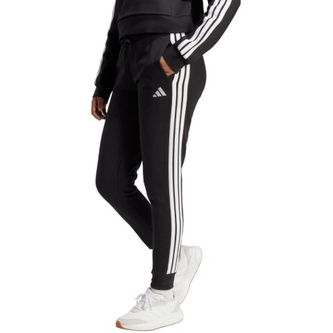 Spodnie damskie adidas Essentials 3-Stripes Fleece Slim czarno-białe JX2543