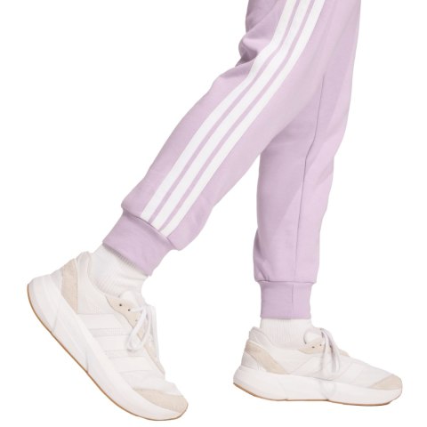 Spodnie damskie adidas Essentials 3-Stripes Fleece Slim różowe JY3097