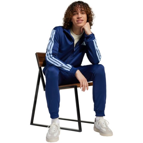 Dres męski adidas Sportswear Basic 3-Stripes French Terry niebieski JI8873
