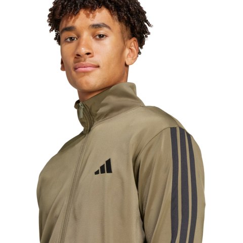 Dres męski adidas Sportswear Basic 3-Stripes Tricot Tracksuit khaki JI8854