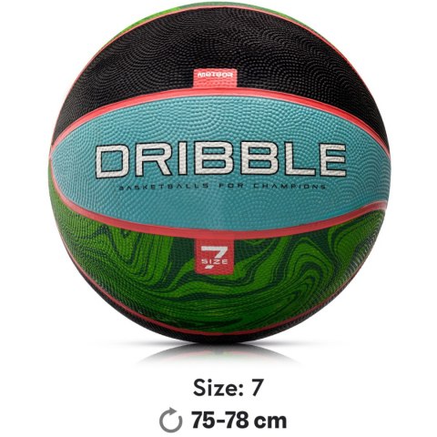 Piłka koszykowa Meteor Dribble niebiesko-zielono-czarna 07093