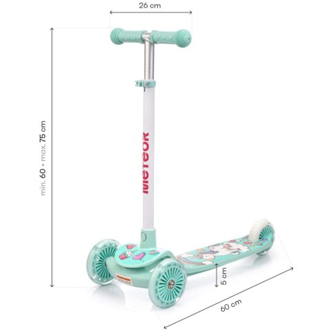 Hulajnoga Meteor trójkołowa Funny miętowa 17749