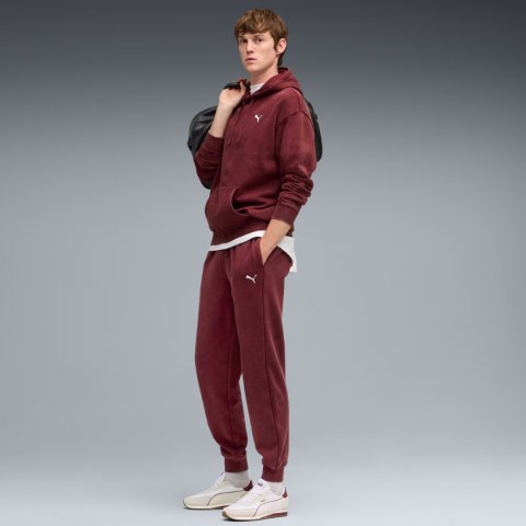 Bluza męska Puma ESS Elevated Relaxed Wash Hoodie bordowa 688049 96