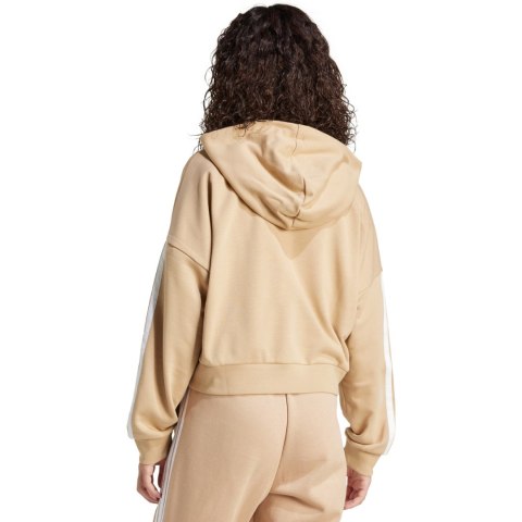 Bluza damska Essentials 3-Stripes French Terry Hoodie Quarter Zip beżowa JX7676