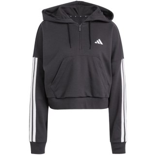 Bluza damska adidas Essentials 3-Stripes French Terry Quarter-Zip Hoodie czarna JN1956