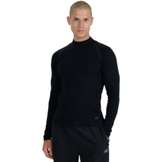Koszulka męska longsleeve 4F M417 głęboka czerń 4FWAW25TFLOM417 20S