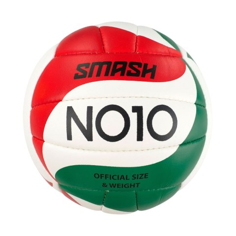 Piłka siatkowa NO10 Smash biało-zielono-czerwona
