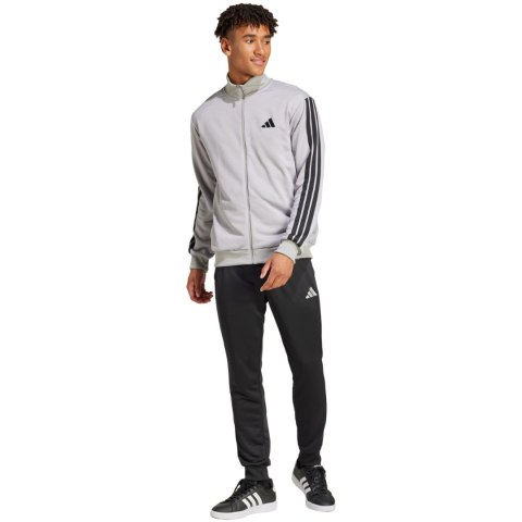 Dres męski adidas Sportswear Basic 3-Stripes French Terry szaro-czarny JI8876