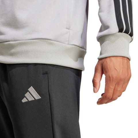 Dres męski adidas Sportswear Basic 3-Stripes French Terry szaro-czarny JI8876