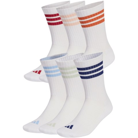 Skarpety adidas 3-Stripes Essentials Cushioned Crew 6 Pak białe KE5493