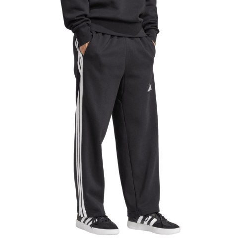 Spodnie męskie adidas Essentials Three Stripes Fleece Wide Leg czarne JM1770