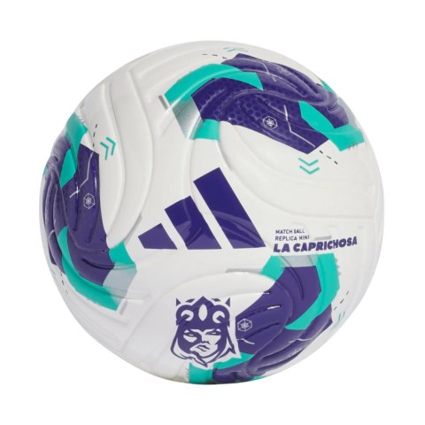 Piłka nożna adidas Queens League mini biało-fioletowo-zielona KE8233
