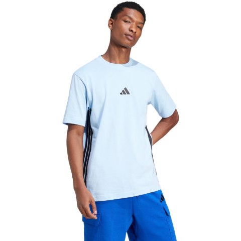 Koszulka męska adidas Essentials 3 Stripes niebieska JE6397