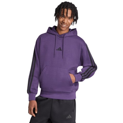 Bluza męska adidas Essentials 3-Stripes Fleece fioletowa JX0740