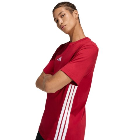 Koszulka męska adidas Essentials 3-Stripes czerwona KD4865