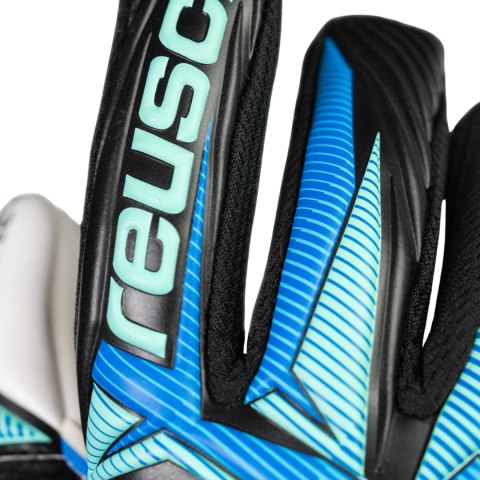 Rękawice bramkarskie Reusch Attrakt RE:Grip NC Junior czarno-niebieskie 5672535 7272